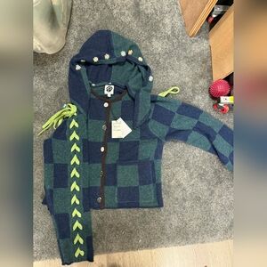 YanYan Blue and Green Checkered Kids Hoodie
